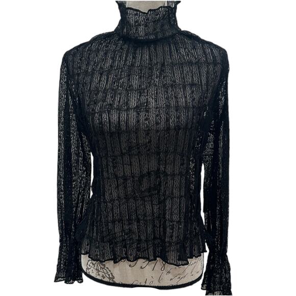 Vintage St. John Evening Lace Mock Neck Blouse - Picture 2 of 8